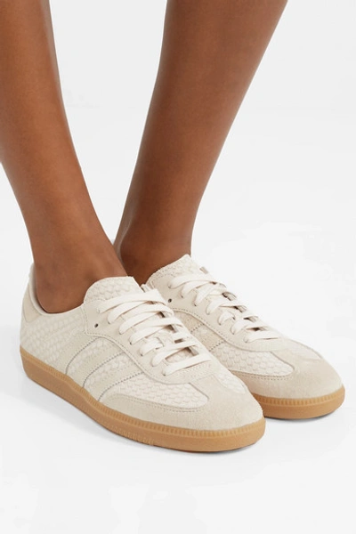 Adidas Originals Samba Suede-trimmed Snake-effect Leather Sneakers In White  | ModeSens
