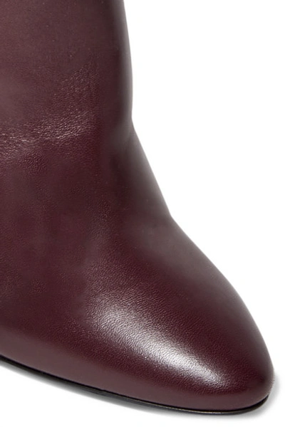 Shop Saint Laurent Lou Leather Knee Boots In Burgundy