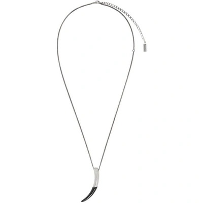 Shop Saint Laurent Silver Horn Necklace In 8110 Silver