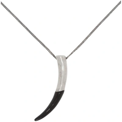 Shop Saint Laurent Silver Horn Necklace In 8110 Silver