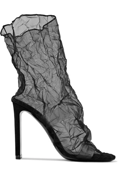 Shop Nicholas Kirkwood D'arcy Pvc And Crinkled-organza Ankle Boots In Black