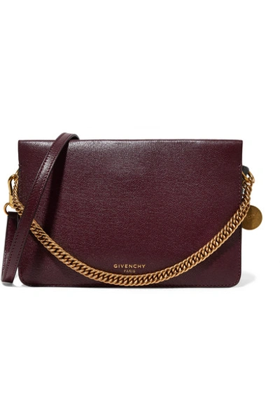 Shop Givenchy Cross3 Textured-leather And Suede Shoulder Bag In Burgundy