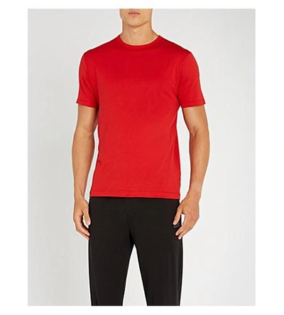 Shop Sunspel Classic Cotton-jersey T-shirt In Ruby Red