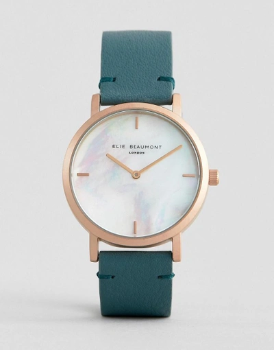 Shop Elie Beaumont Eb814.1 Watch With Gold Case And Leather Strap - Blue