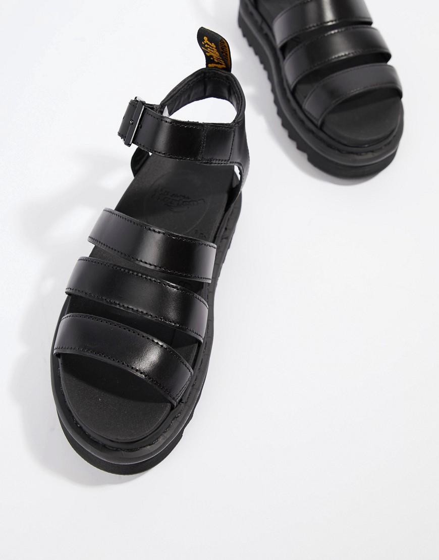 dr martens blaire strappy flat sandals in silver