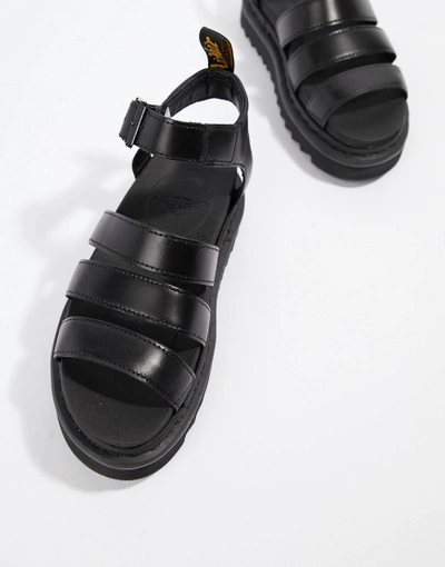 Shop Dr. Martens' Blaire Leather Strappy Flat Sandals In Black
