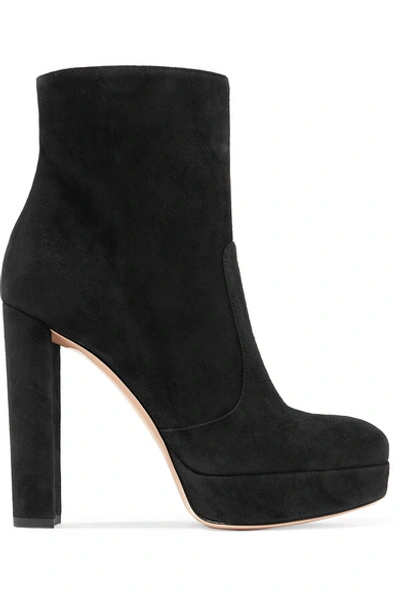 Shop Gianvito Rossi Brook 120 Suede Platform Ankle Boots In Black