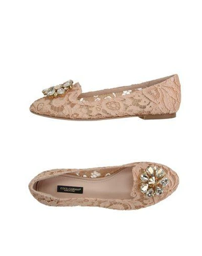 Shop Dolce & Gabbana Woman Loafers Blush Size 6.5 Textile Fibers In Pale Pink