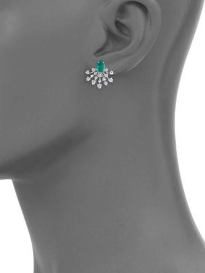 Shop Hueb Women's Luminus Diamond, Emerald & 18k White Gold Stud Earrings