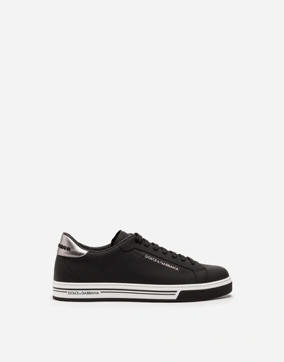 Shop Dolce & Gabbana Rubberized Calfskin Roma Sneakers In Black