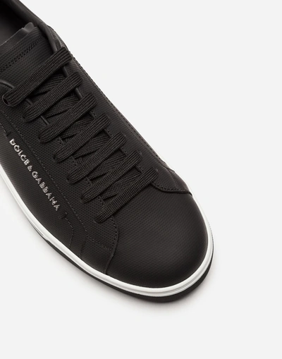 Shop Dolce & Gabbana Rubberized Calfskin Roma Sneakers In Black