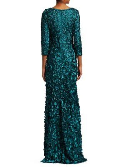 Shop Theia Petal Embellished Tulip Gown In Peacock