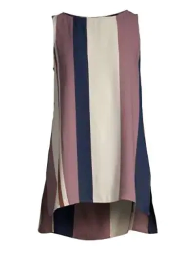 Shop Eileen Fisher Stripe Bateau Neck Silk Top In Multicolor