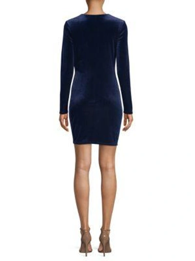 Shop Black Halo Lara Velvet Long Sleeve Mini Dress In Navy