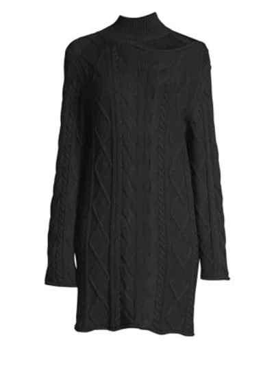 Shop Rta Corin Cut-out Cableknit Sweater Dress In Winter