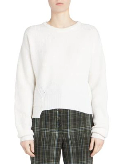 Shop Carven Asymmetric Cashmere & Wool Knit Sweater In Ecru