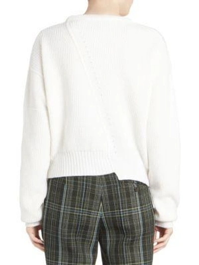 Shop Carven Asymmetric Cashmere & Wool Knit Sweater In Ecru