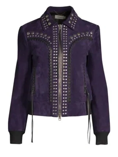 Shop Coach 1941 Suede Bandana Jacket In Dark Purple