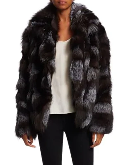 Shop Halston Heritage Dyed Fox Fur Patched Jacket In Charcoal