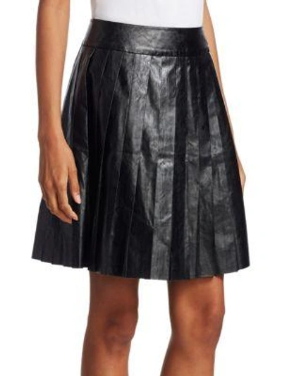 Shop We11 Done Faux-leather Pleated Mini Skirt In Black