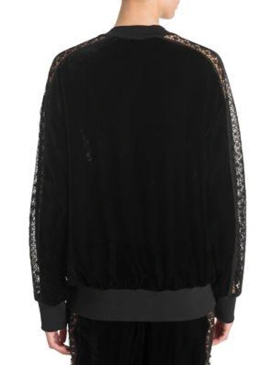 Shop Stella Mccartney Velvet And Lace Sweater In Black