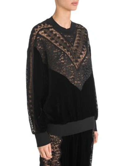 Shop Stella Mccartney Velvet And Lace Sweater In Black