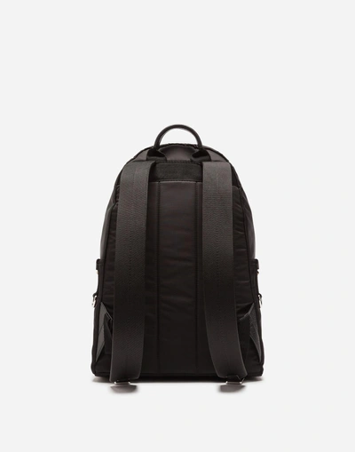 Shop Dolce & Gabbana Nylon Vulcano Backpack With Crown Patch In Black