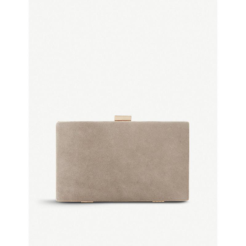 taupe suede clutch bag