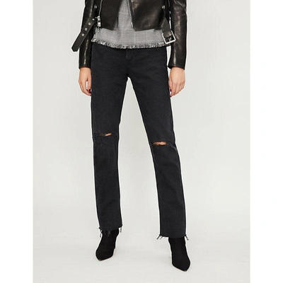 Shop Agolde Cherie Ripped High-rise Straight-leg Jeans In Distortion