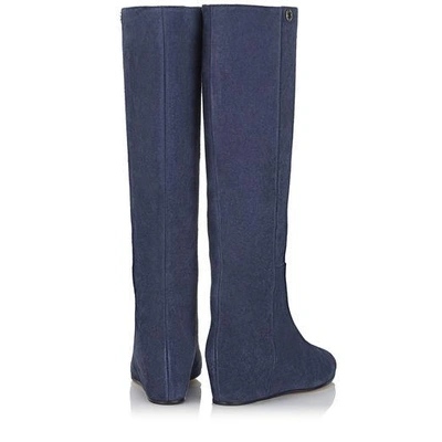 Shop Jimmy Choo Olivia Navy Suede Knee High Boots