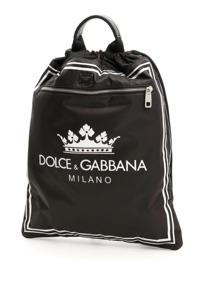 Shop Dolce & Gabbana Crown Nylon Backpack In Dg Milano Fondo Neronero