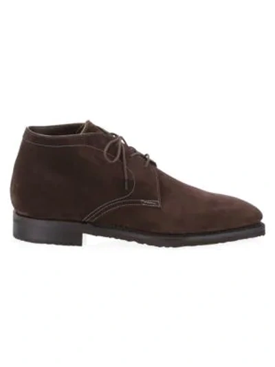 Shop Corthay Chukka Pullman Suede Boots In Dark Brown