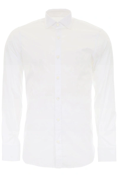 Shop Z Zegna Stretch Cotton Shirt In Bianco Ottico Unito (white)