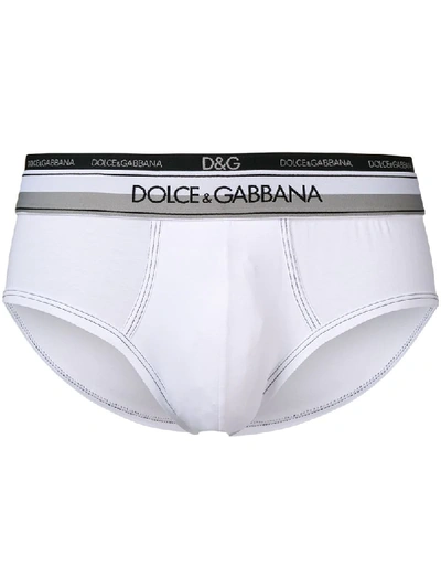Shop Dolce & Gabbana Underwear Logo Double Waistband Brief - White