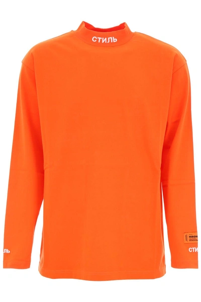 Shop Heron Preston Style T-shirt In Dark Orange (orange)