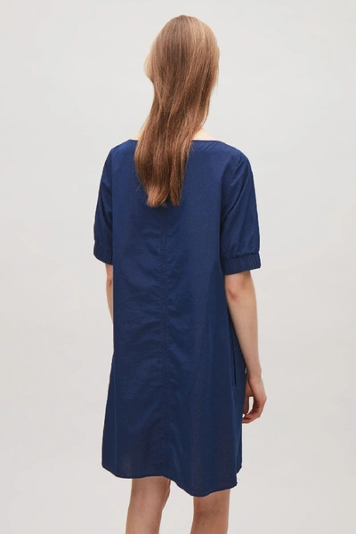 Shop Cos Dress With Elastic Sleeves In Blue