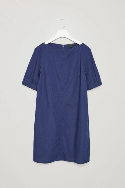 Shop Cos Dress With Elastic Sleeves In Blue