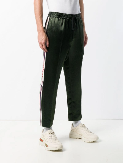 Shop Gucci Side-stripe Track Trousers In Green