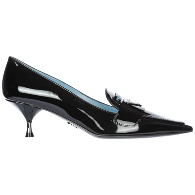 Shop Prada Women's Leather Pumps Court Shoes High Heel In Black