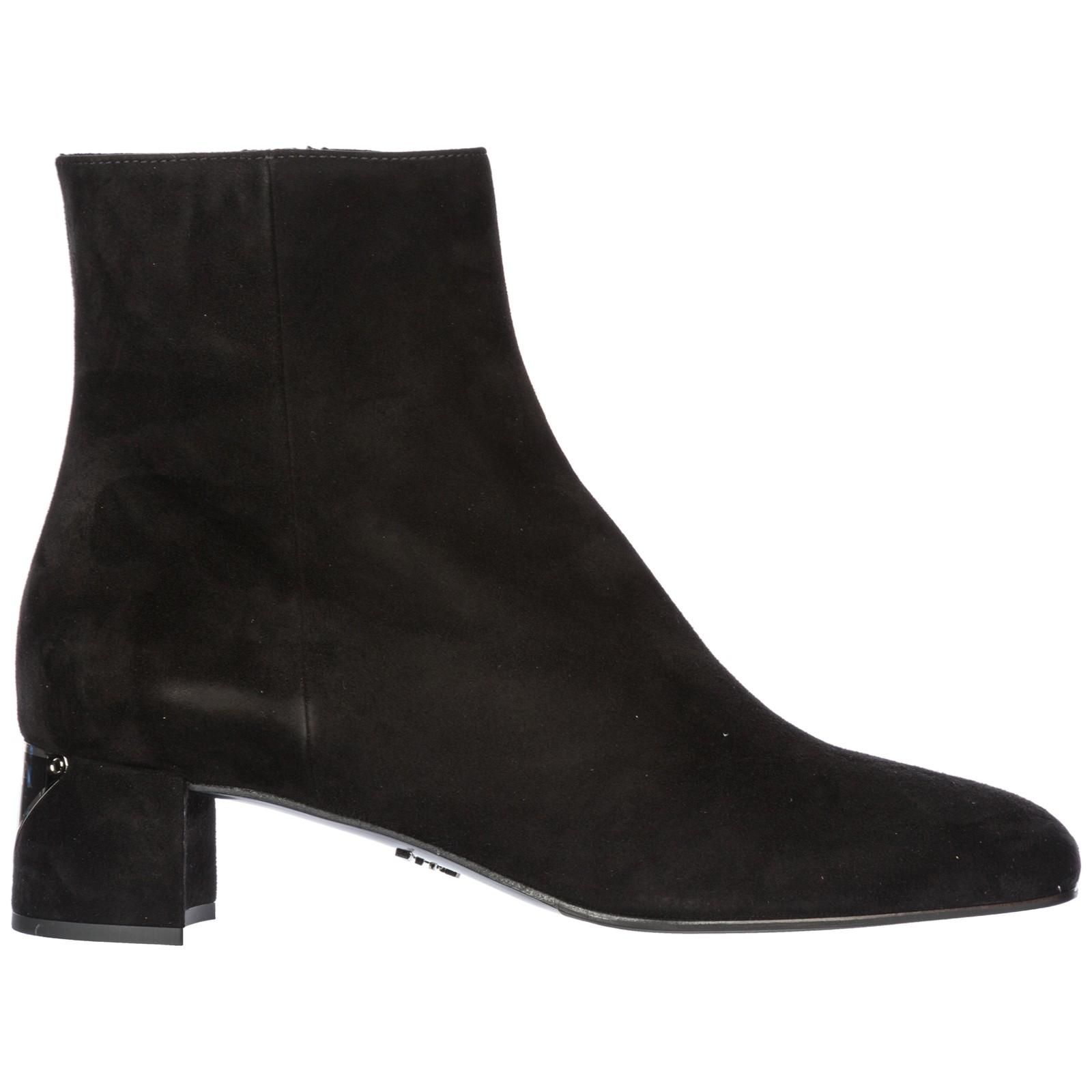 prada black suede ankle boots