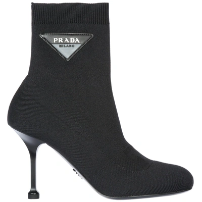 Shop Prada Women's Ankle Boots Booties  Knit In Black