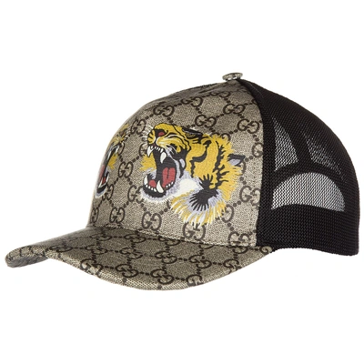 Shop Gucci Adjustable Men's Cotton Hat Baseball Cap  Bengal Tiger In Beige