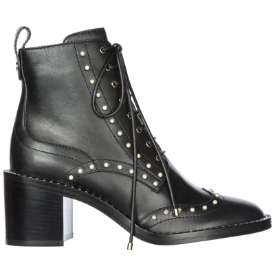 Shop Jimmy Choo Women's Leather Heel Ankle Boots Booties Hanah 65 In Black