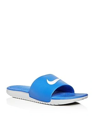 Shop Nike Men's Kawa Slide Sandals In Blue/white