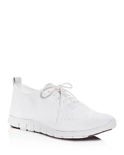 Shop Cole Haan Women's Zerogrand Stitchlite Knit Lace-up Oxford Sneakers In Optic White