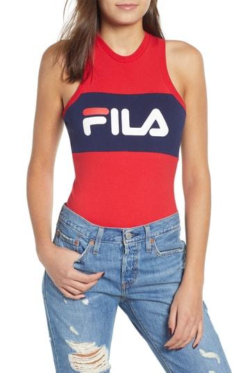 red fila bodysuit