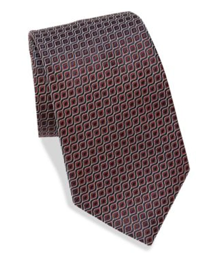 Shop Ermenegildo Zegna Microwave Diagonal Pattern Silk Tie In Navy Brown