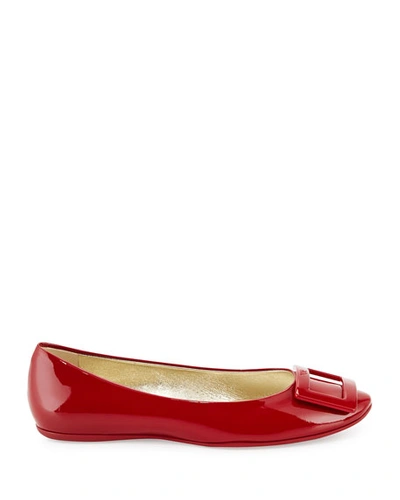 Shop Roger Vivier Gommette Patent Ballerina Flat In Dark Ruby