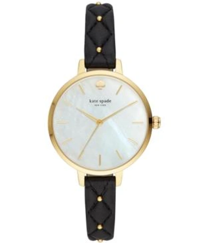 Shop Kate Spade New York Women's Metro Quilted Black Leather Strap Watch 34mm