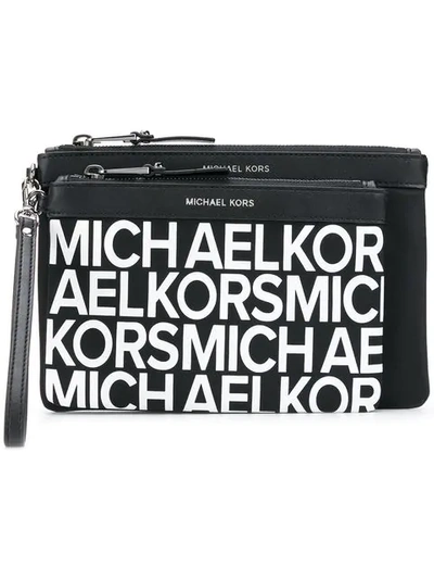 Shop Michael Michael Kors Logo Clutch Bag In Black